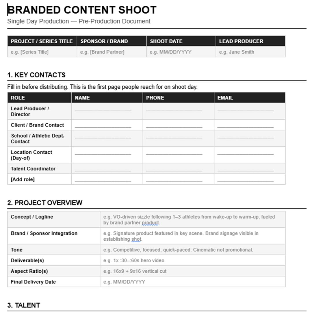 Branded Shoot pre-pro cover